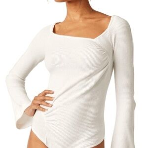 Free People On A Cloud Ribbed Bodysuit Ivory NWT $58 Retail